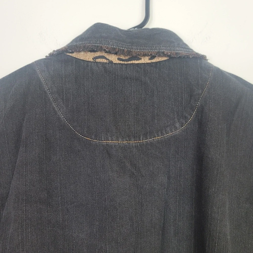 Napa Valley Denim 1X Jacket Leopard Print Animal Tapestry Patchwork Bead Y2K 90s